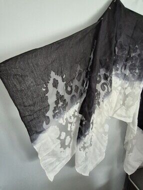 Black and White Ombre Floral Scarf